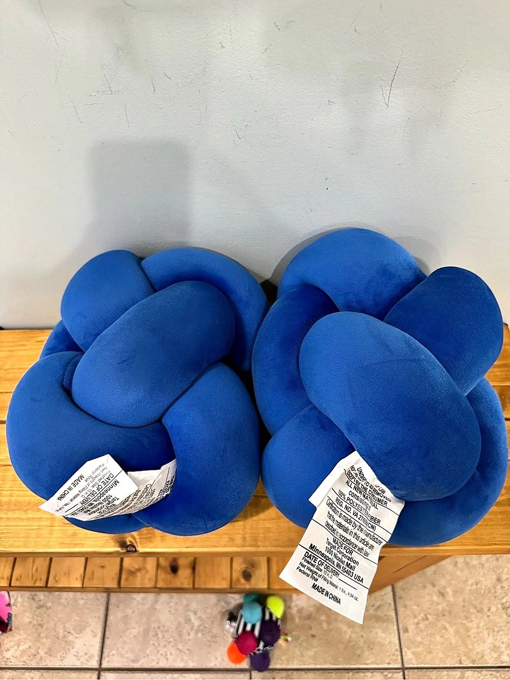 Target Shaped Knot Pillows - Blue, set of 2